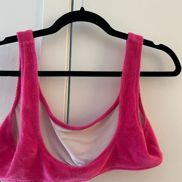 The Elle Top by Solid & Striped Pink Terrycloth sports bra size Large - Picture 3 of 5